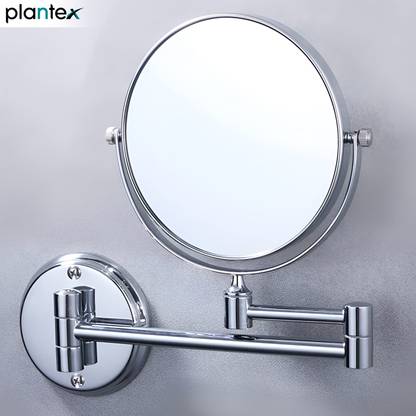 Plantex Stainless Steel Body Two-Sided 360° Swivel Mirror Wall Mounted with 10x Magnification, Chrome Finished (8 inches 10x)