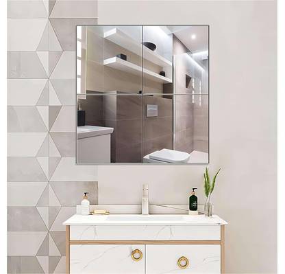 shop fusion Flexible Frameless Square Self-Adhesive Acrylic Mirror – 30×30 cm (Pack of 2) Decorative Mirror