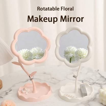 RVKE Flower Shape Makeup Mirror – Portable Cosmetic Mirror for Girls & Women
