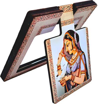 SastaSales Handmade Makeup Mirror| Rajasthani Traditional Wooden Folding Mirror||