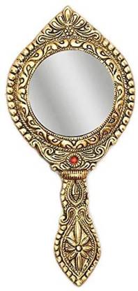 NIRMAL HANDI CRAFT Handheld Mirror with Handle Vintage Compact for Personal Makeup Vanity Portable