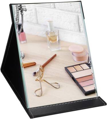 TOMATUS Portable Folding Makeup Mirror with PU Leather for Office Desk, Vanity, Table