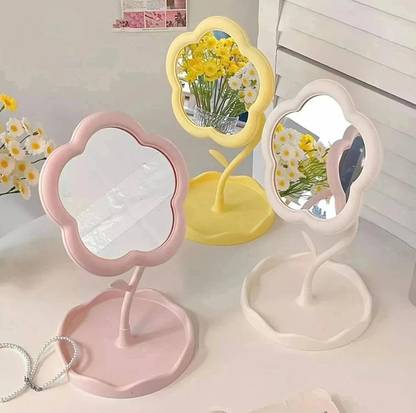 MSNB Flower Shape Makeup Mirror with Tray for Desktop