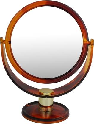 Scarlet Line Professional Series Round Shape Double Sided Magnifying Makeup Mirror with Stand for Men and Women, Shell Color, Large