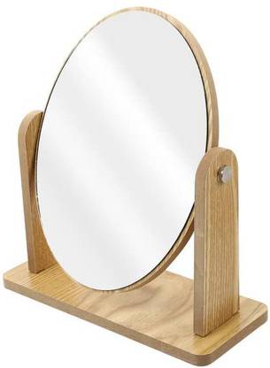 Triock Oval Wooden Beauty Mirror Folding Portable Tabletop Vanity countertop Mirror