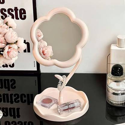 Vaisag House Makeup Mirror with Tray Table Vanity Mirror Cute Flower-Shaped Mirror