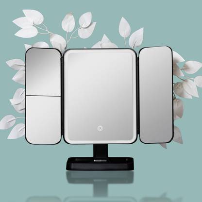 Stelliferous Trifold Makeup Mirror, Vanity Mirror with Light, 2X/3X Magnifying, Table Mirror