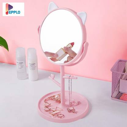 pepplo Cat Shape Makeup Mirror Standing Table Vanity Mirror on Stand with Rotation