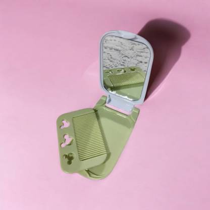 Nikki Bela Korean Beauty High Defination Compact mirror with comb Travling(pack of 1)