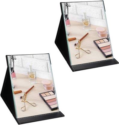 TOMATUS Portable Folding Makeup Mirror with PU Leather for Office Desk, Vanity, Table