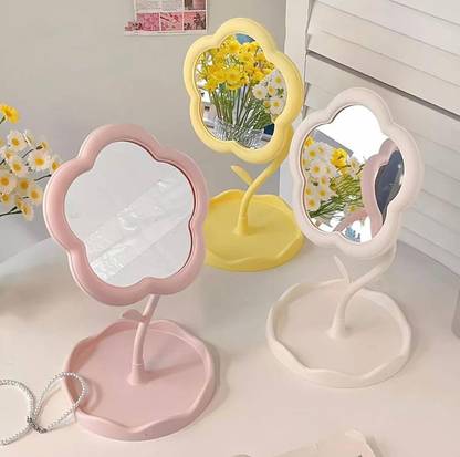 MSNB Flower Shape Makeup Mirror with Tray for Desktop