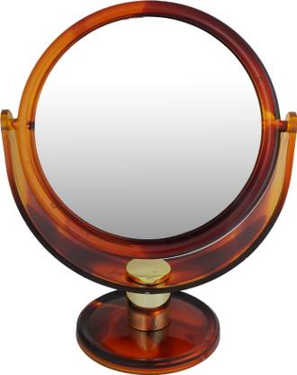 Scarlet Line Professional Series Round Shape Double Sided Magnifying Makeup Mirror with Stand for Men and Women, Shell Color, Medium