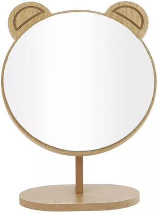 KIRA Wooden Makeup Table Mirror with Stand,Bear Ear Shaped Cosmetic Mirror