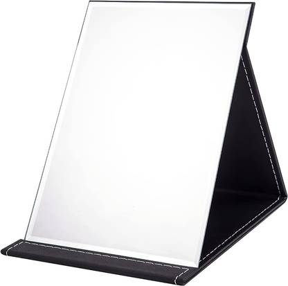 Lellow Portable Folding Makeup Mirror,Frameless PU Leather Travel Vanity