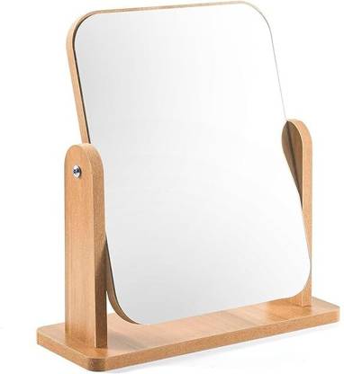 Gabani fashion Wooden Tabletop Makeup Mirror Vanity Table Stand Mirror Swivel Bamboo