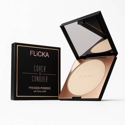 Flicka Cover To Conquer Compact Powder For Velvet Matte Finish, 05 Coffee, 9g Compact