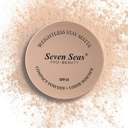 Seven Seas 2 In 1 Weightless Stay Matte Compact | Pressed Powder + Loose Powder SPF 15 Compact