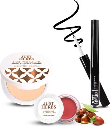 Just Herbs On-The-Go Beauty Trio Pack (Compact, Eyeliner, Lip & Cheek Tint) Compact