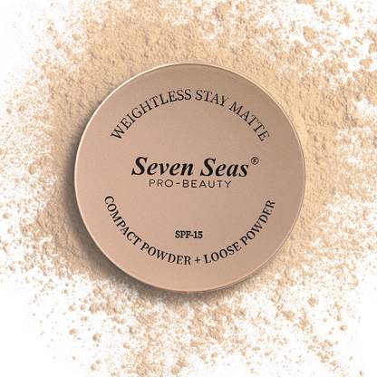 Seven Seas 2 In 1 Weightless Stay Matte Compact | Pressed Powder + Loose Powder SPF 15 Compact