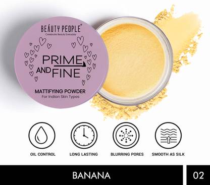 BEAUTY PEOPLE Mattifying Face Powder, 02 Banana, 8 gm Compact