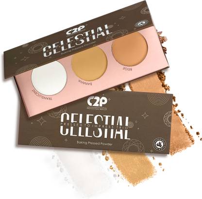C2P Pro Celestial Pressed Trio Face Palette Blur Fine Lines & Buildable Coverage Compact