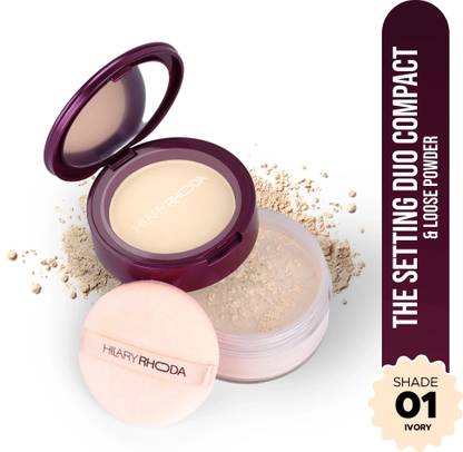 Hilary Rhoda The Setting Duo Compact &Loose Powder| 2-in-1 Compact &Loose Powder|Matte Finish Compact
