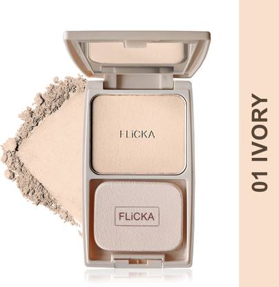 Flicka Dap & Dance Compact Pressed Powder For Face, 01 Ivory, 10g Compact