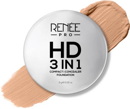Renee HD 3-in-1 Compact, High Coverage, Matte Finish, SPF 20, Vitamin E & Aloe Vera Compact