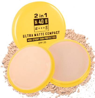 adbeni 2 IN 1 Face Powder Compact Matte Finish SPF-40, Translucent Setting Powder Compact