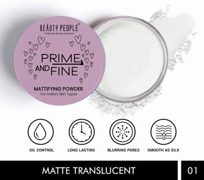 BEAUTY PEOPLE Mattifying Face Powder, 01 Matte Translucent, 8 gm Compact