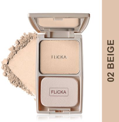 Flicka Dap & Dance Compact Pressed Powder For Face, 02 Beige, 10g Compact