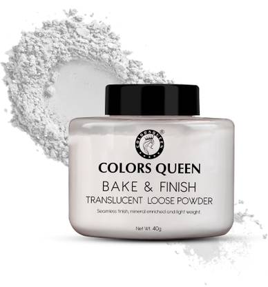 COLORS QUEEN Bake & Finish Translucent Loose Powder, Long Lasting Makeup Setting Powder Compact