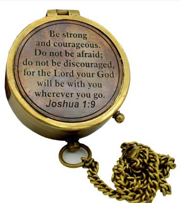 APAX Nautical Brass Be Strong Compass | Joshua 1 9 Engraved Gift Item Compass