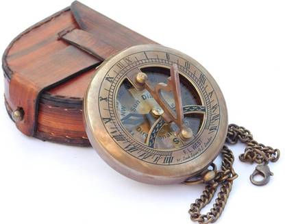 APAX Nautical Brass Sundial Push Button Compass | Pocket Sundial Compass|Navigational Compass