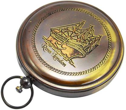 NautuicalMart NauticalMart Heavy Brass Antique Ship Old Navigat Push Button Compass Compass