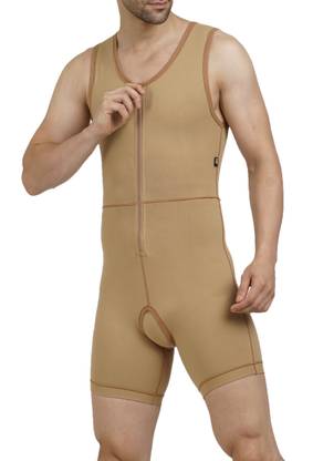 LYMPHACURE Post Liposuction Bodysuit upto MID-THIGH|ZIP |Open Pubis| Medical Compression Men Compression