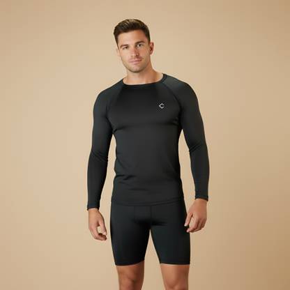 CAPTAIN SOLID ROUND NECK T-SHIRT Men, Women Compression