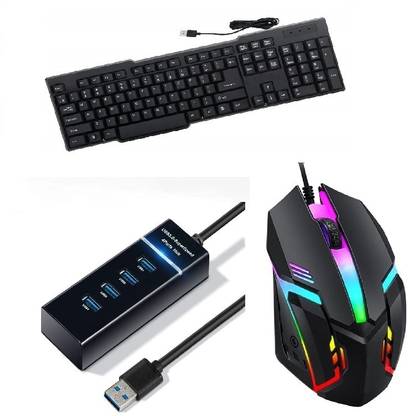 Di Innovating Technology di 3 combo ( usb hub, RGB mouse, keyboard) Combo Set Designed for Gaming