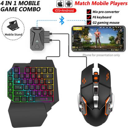 DWH Bluetooth Gaming Keyboard Mouse Convertor For Smartphone 4 in 1 Combo Combo Set