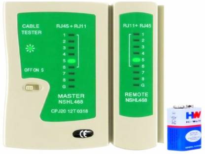 Divinext Rj45 Rj11 Rj12 Cat5 Cat6 Utp Network Cable Tester with Battery Ethernet Network LAN Cable Tester for LAN Phone Wire, Network Line, Telephone Line, Bnc Cable, Rj45 Rj11 Rj12 Cat5 ADSL Cable Portable Detachable Cable Testing Tool Lan Adapter