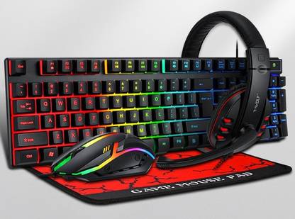 SANNO WORLD 4in1 PC TF800 Four-piece Gaming Combo 104 Keys Keyboard Breathing Light Mouse Combo Set Designed for Gaming