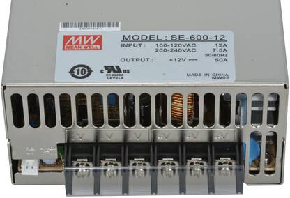 Mean Well SE-600-12 AC to DC Power Supply, Single Output, 12V, 50 Amp, 600W, 1.5" Combo Set