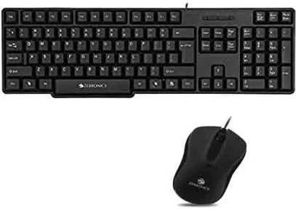 ZEBRONICS Zeb-K20 Keyboard and ZEB-WING Wired Optical Mouse Combo Set