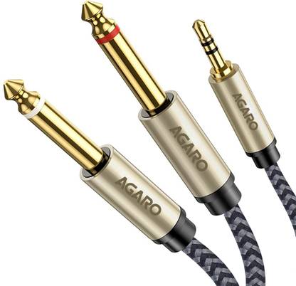 AGARO 3.5mm Aux to 6.35mm Aux Mono Cable 2M Combo Set Designed for Gaming