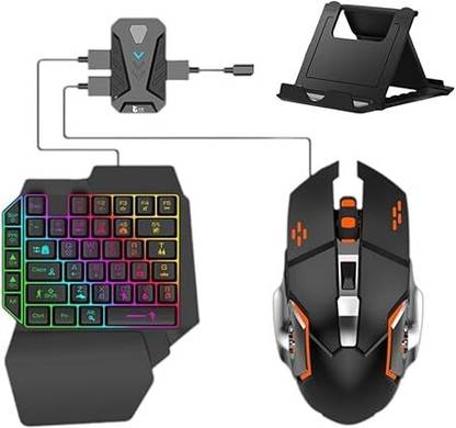 DXP One Handed Gaming Keyboard and Mouse, 4 in 1 Mobile Game Combo Pack Combo Set Designed for Gaming