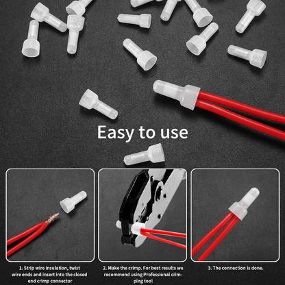 GoodsBazaar 1000 pc CE2 Wire End Cap Closed End Crimp Terminals Connectors Nylon Insulated