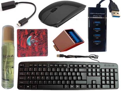 ANJO USB Keyboard-Wireless Mouse-Pad-3.0 USB Hub-Cleaner-OTG Micro & C Type Combo Set Designed for Gaming