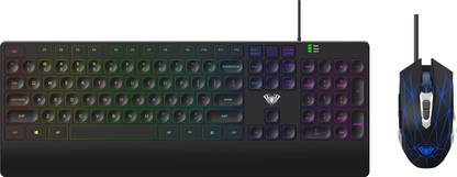 Aula T201 Membrane Premium RGB Backlit Gaming Keyboard + Mouse with 7 keys Combo Set Designed for Gaming