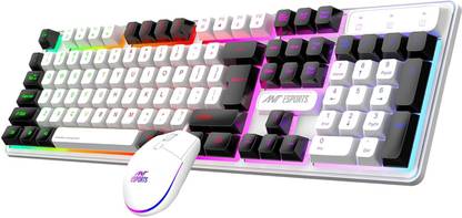 अंत एस्पोर्ट KM1610 LED Keyboard & Mouse,104 Keys Rainbow Backlit Keyboard 7 Color RGB Mouse कॉम्बो सेट