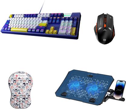 Portronics Combo 1 (Keyboard + Mouse + Laptop Stand + Mousepad) Combo Set